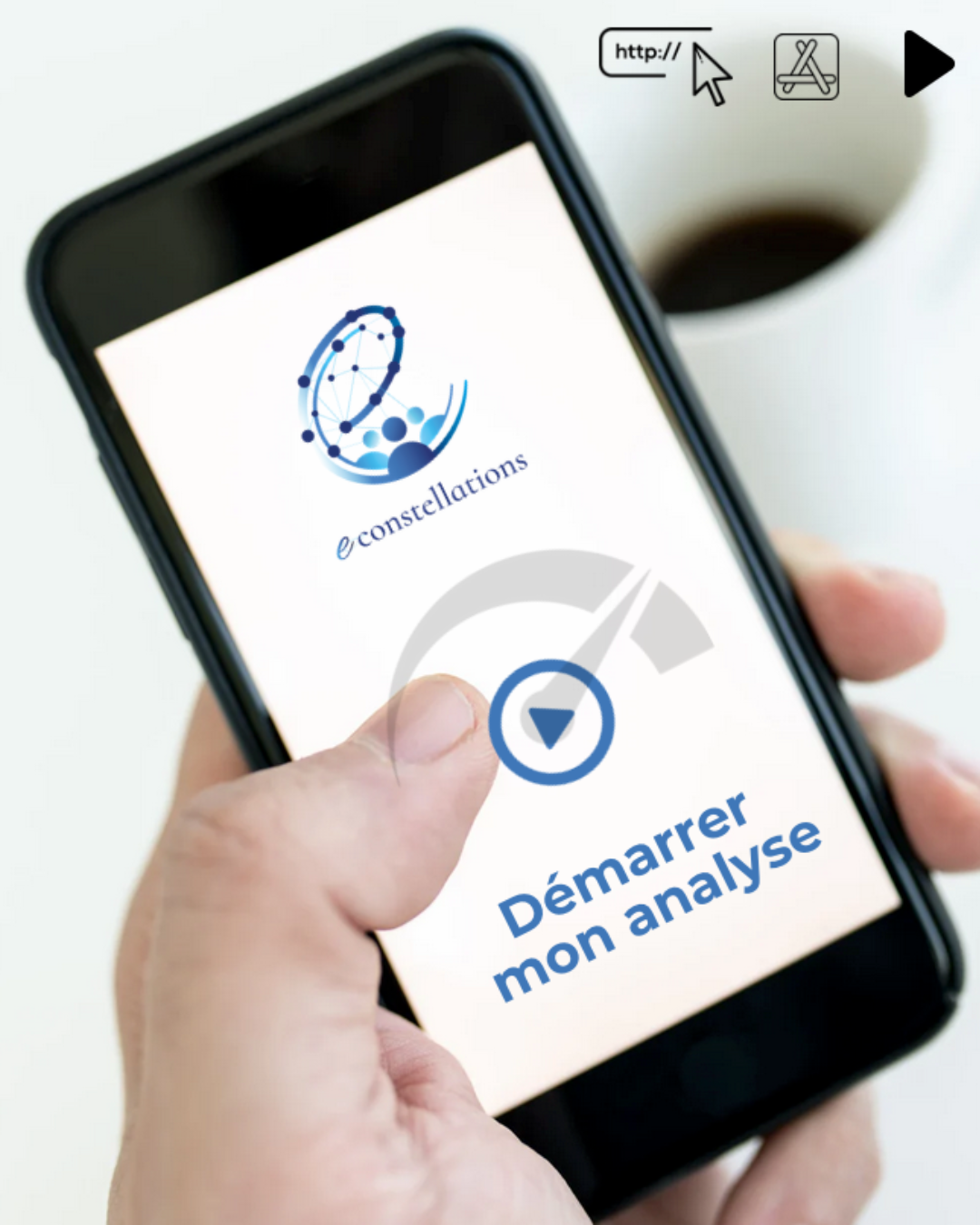 Aperçu de l'application eConstellations sur téléphone